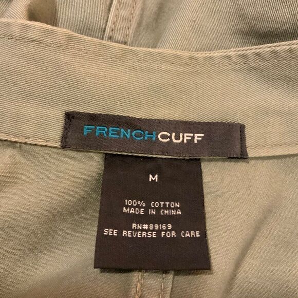 French Cuff Sage Green Button Front Cotton Belted Utility Jacket Medium - Picture 11 of 11